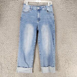 Cider Jeans Womens Medium Medium Wash Stretch Mid Rise Straight Leg Crop *GUC*